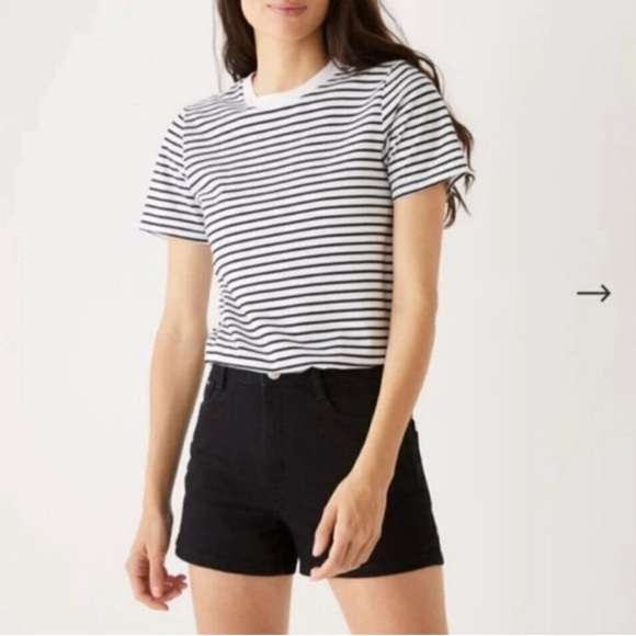 Frank & Oak Pants - Black and White Fitted Jean Shorts